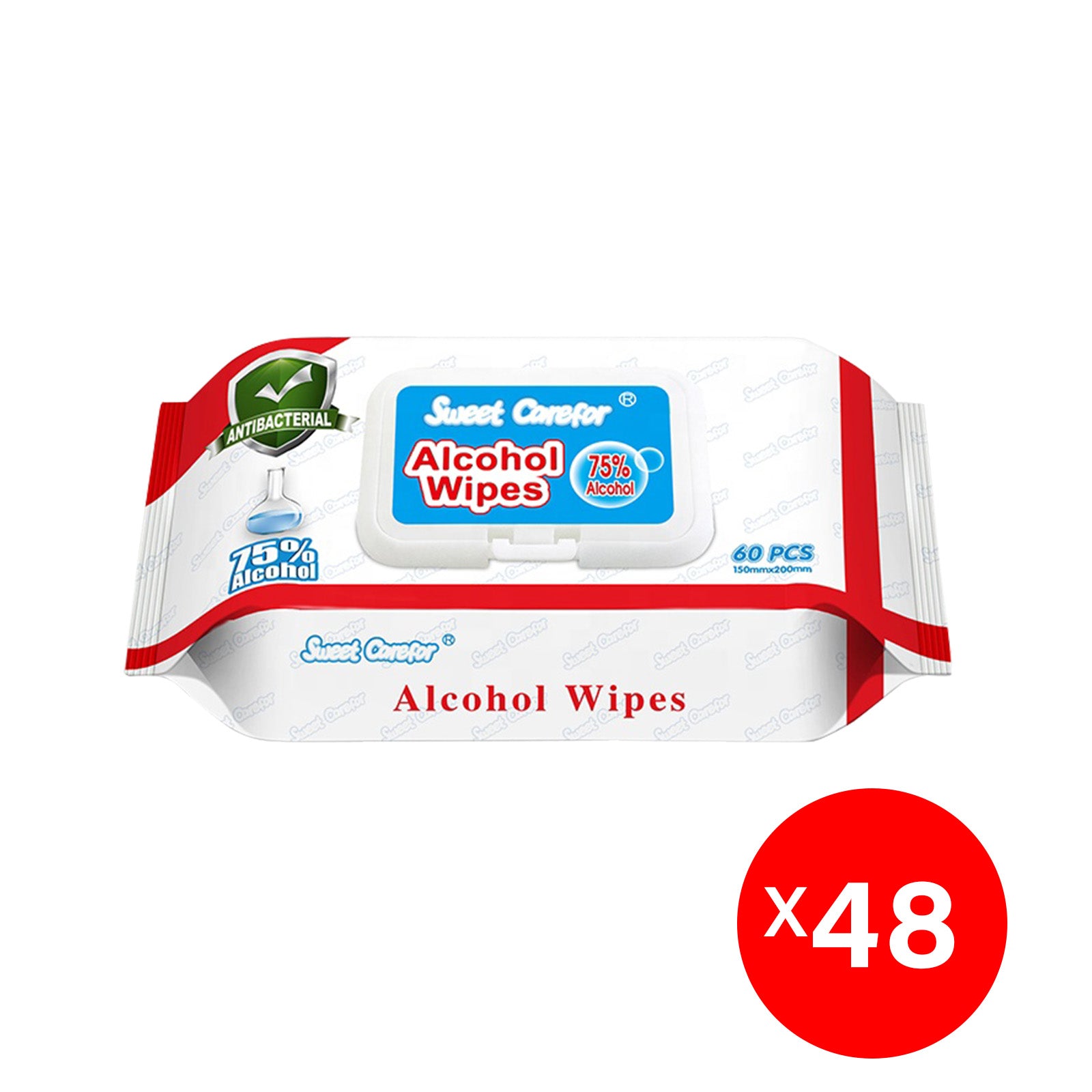 48 x Packs / 2 Cartons / 2880 Wipes 75 Alcohol Hand Surface Use