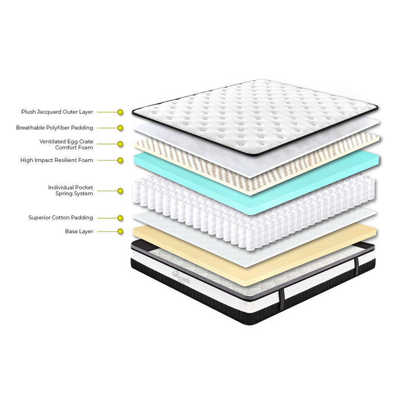 Osteopedic Euro Top Mattress Pocket Spring Medium EuroTop Hybrid Design Bed 30CM