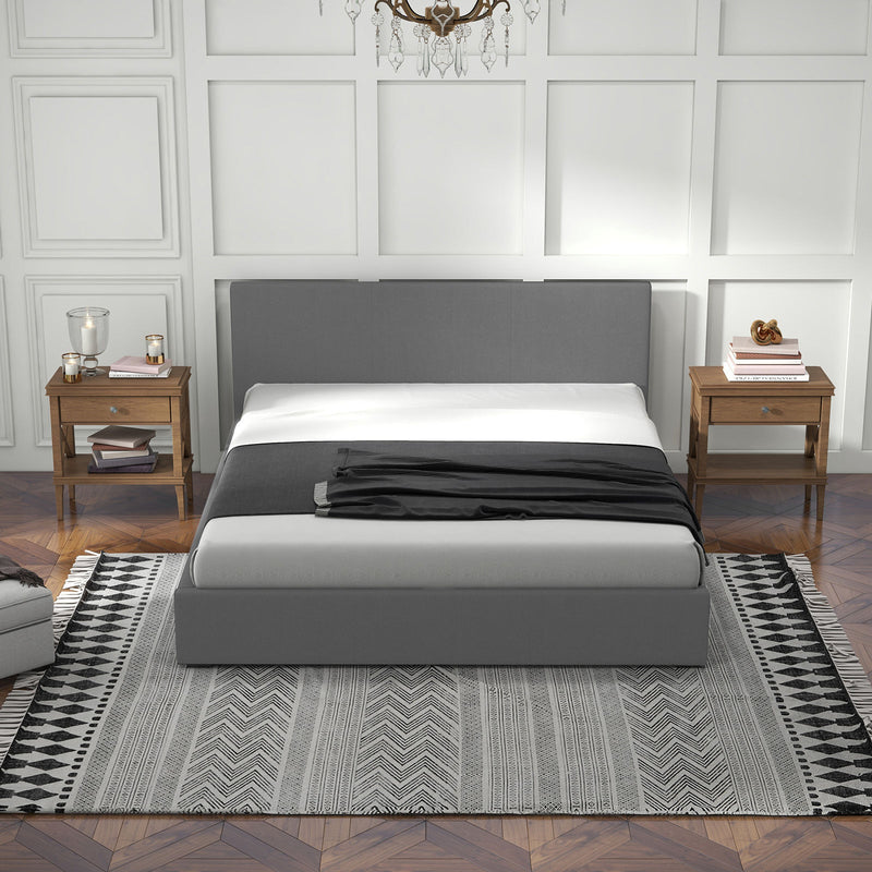 Milano Sienna Luxury Bed Frame Base And Headboard Solid Wood Padded Fabric