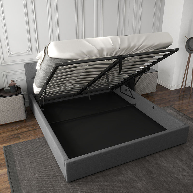 Milano Capri Luxury Gas Lift Bed Frame Base And Headboard With Storage All Sizes