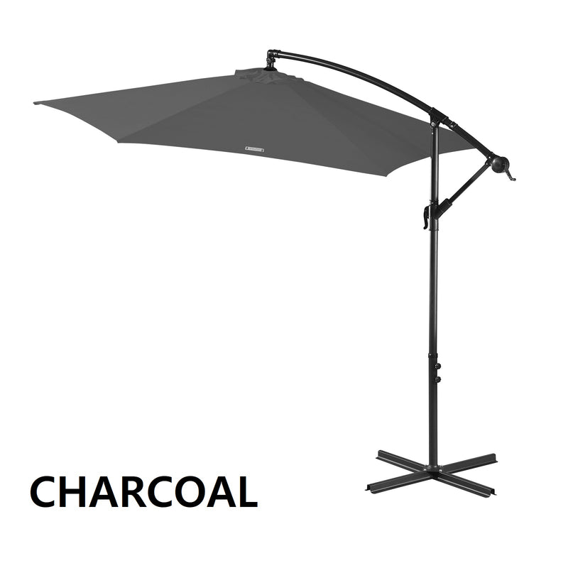 Milano Outdoor 3 Metre Cantilever Umbrella UV Sunshade Garden Patio Deck