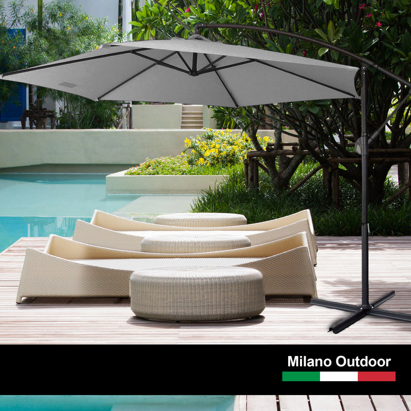 Milano Outdoor 3 Metre Cantilever Umbrella UV Sunshade Garden Patio Deck