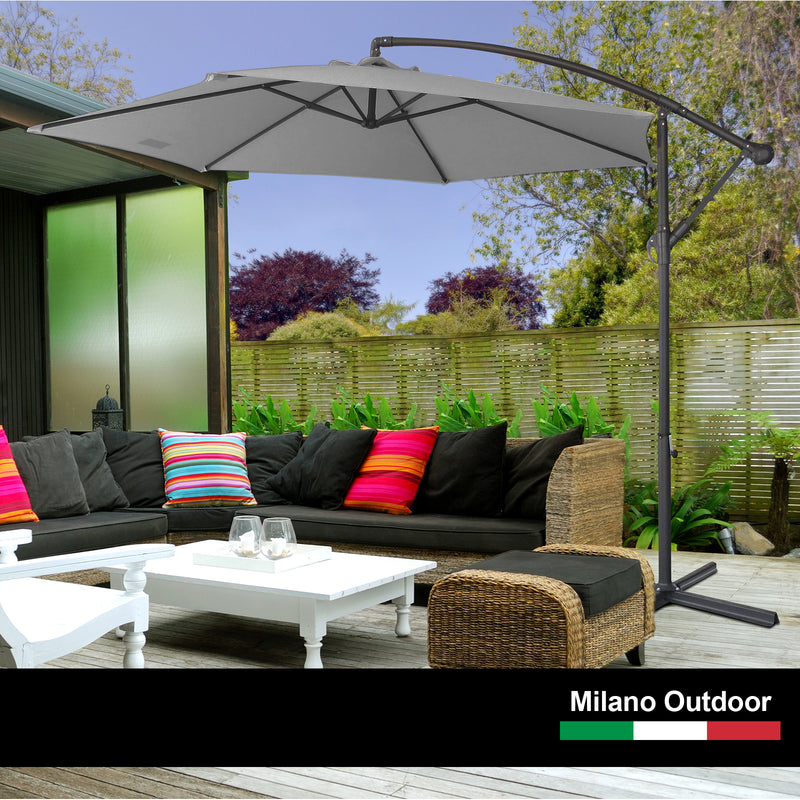 Milano Outdoor 3 Metre Cantilever Umbrella UV Sunshade Garden Patio Deck