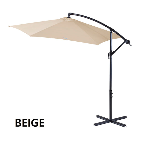 Milano Outdoor 3 Metre Cantilever Umbrella UV Sunshade Garden Patio Deck