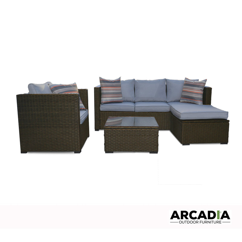 Arcadia Furniture Outdoor Rattan 4 Piece Sofa Lounge Set Home Garden Patio