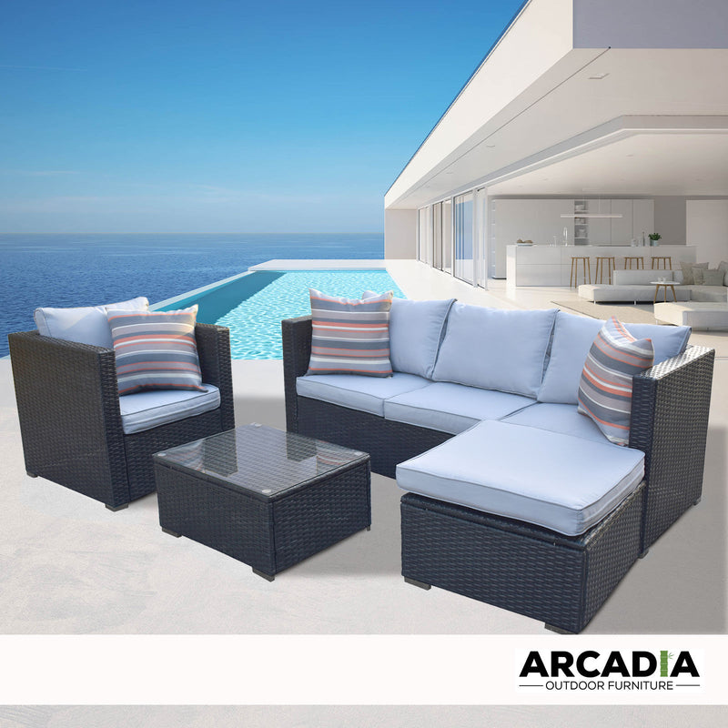 Arcadia Furniture Outdoor Rattan 4 Piece Sofa Lounge Set Home Garden Patio