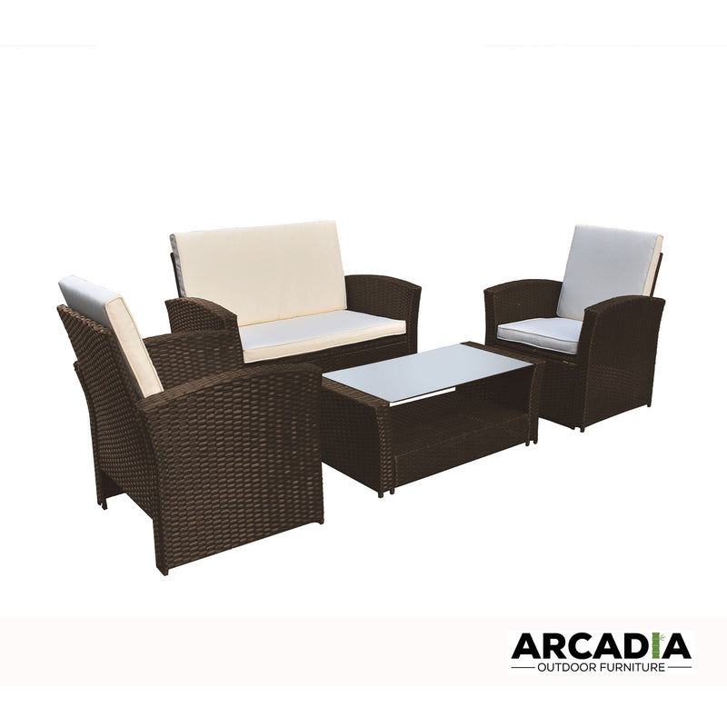 Arcadia Furniture Outdoor 4 Piece Sofa Lounge Set Wicker Rattan Garden