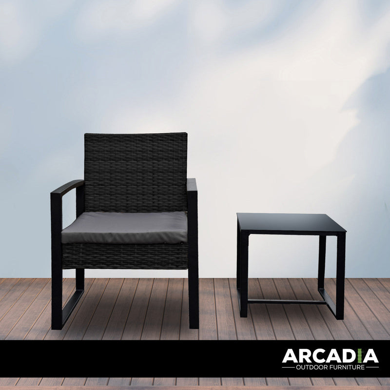 Arcadia Furniture Outdoor 3 Piece Wicker Rattan Patio Set Garden Patio Home