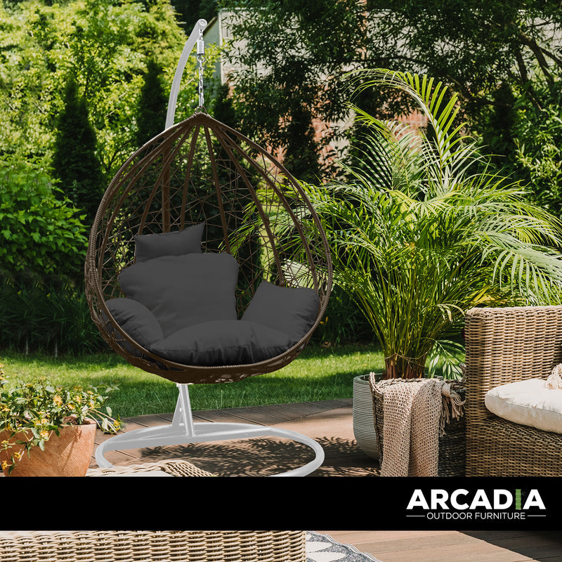 Arcadia Furniture Rocking Egg Chair Outdoor Wicker Rattan Patio Garden Tear Drop