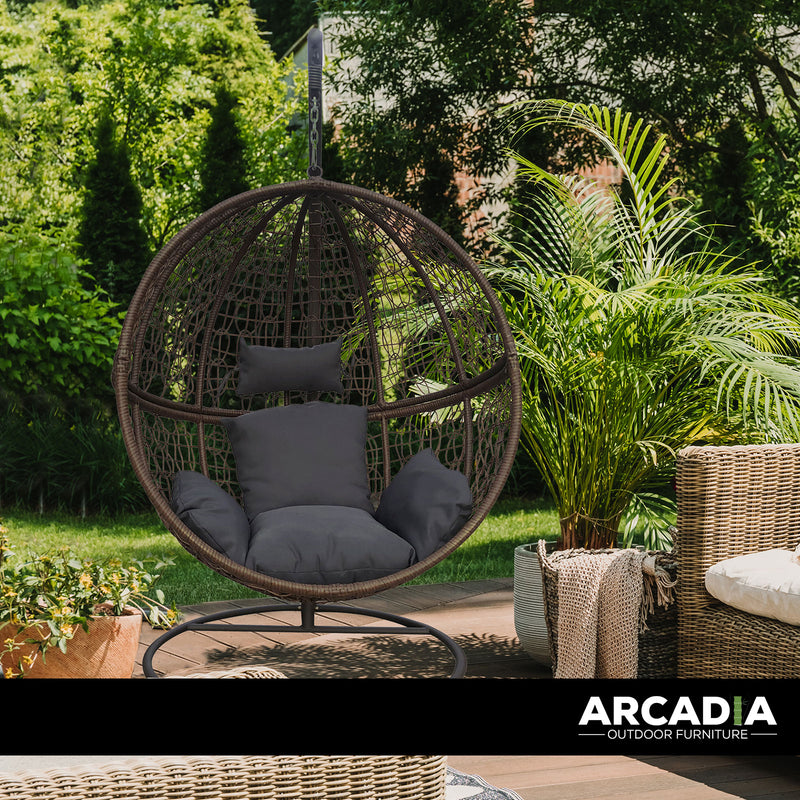 Arcadia Furniture Rocking Egg Chair Outdoor Wicker Rattan Patio Garden Circular