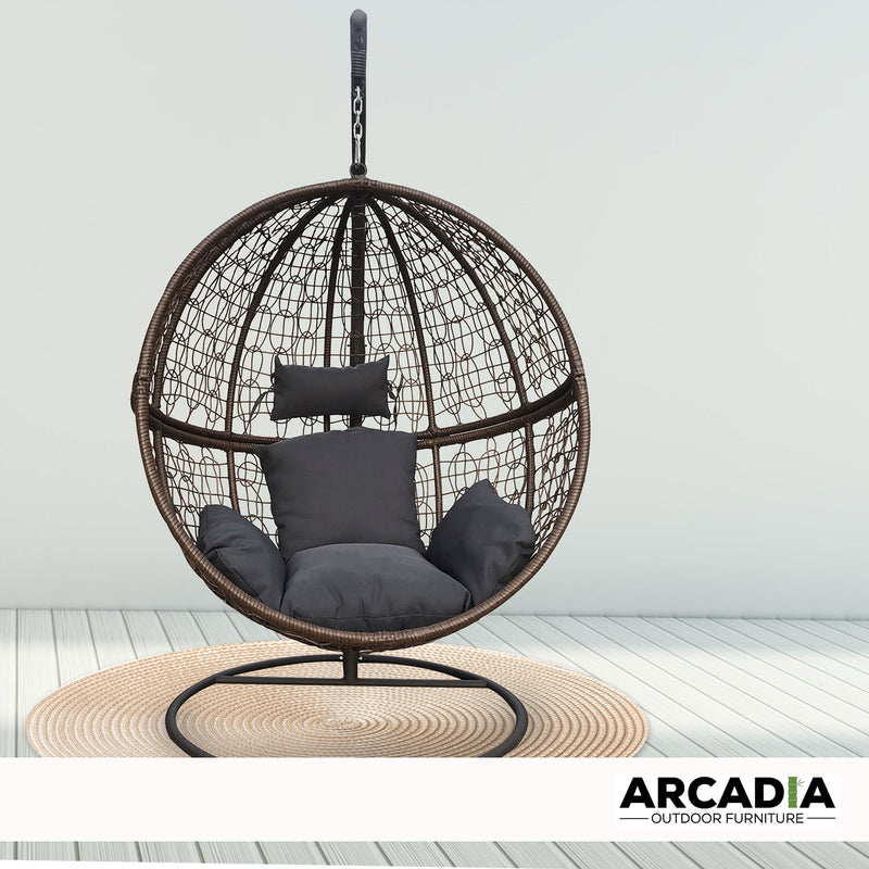 Arcadia Furniture Rocking Egg Chair Outdoor Wicker Rattan Patio Garden Circular