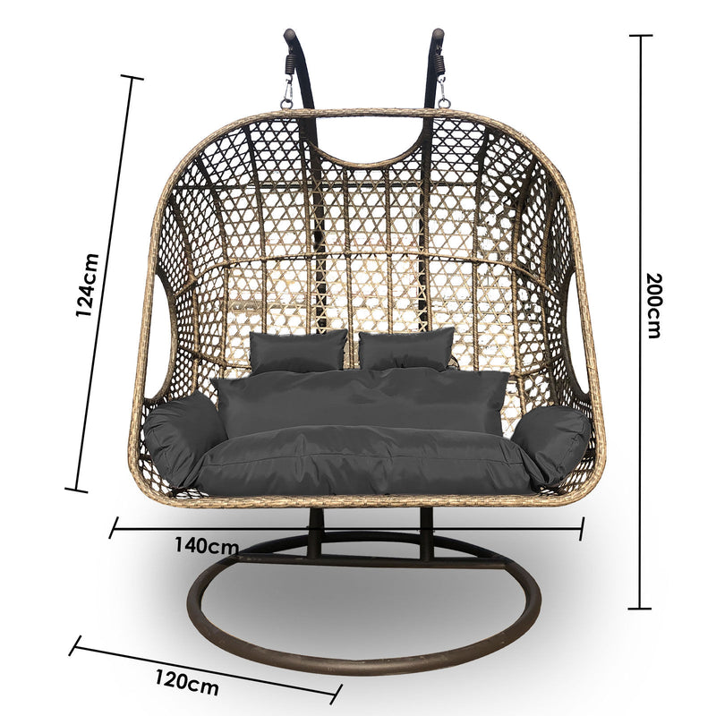 Arcadia Furniture 2 Seater Rocking Egg Chair Outdoor Wicker Rattan Patio Garden