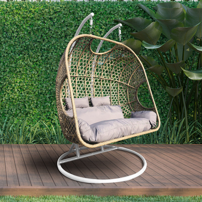 Arcadia Furniture 2 Seater Rocking Egg Chair Outdoor Wicker Rattan Patio Garden