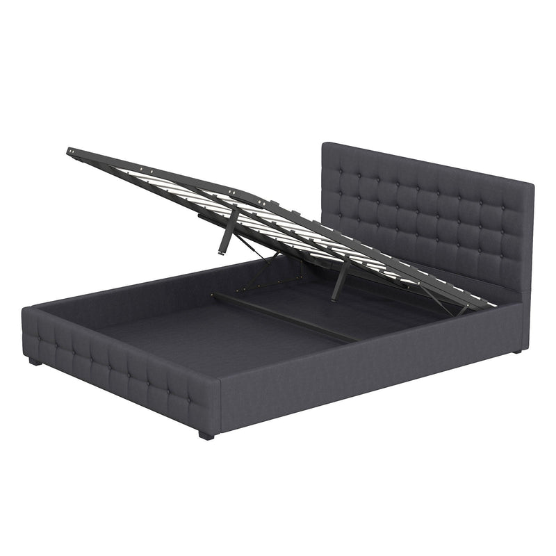 Milano Decor Eden Gas Lift Bed With Headboard Platform Storage Dark Grey Fabric