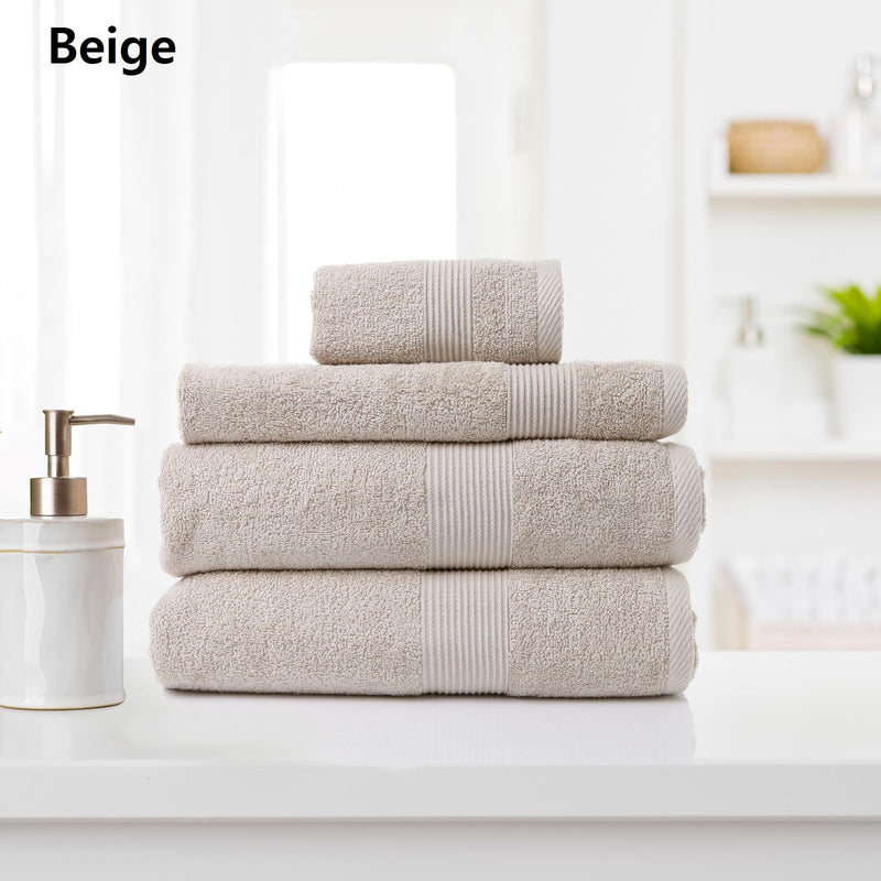 Royal Comfort 4 Piece Cotton Bamboo Towel Set 450GSM Luxurious Absorbent Plush