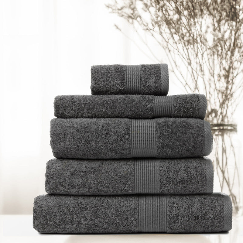 Royal Comfort 5 Piece Cotton Bamboo Towel Set 450GSM Luxurious Absorbent Plush