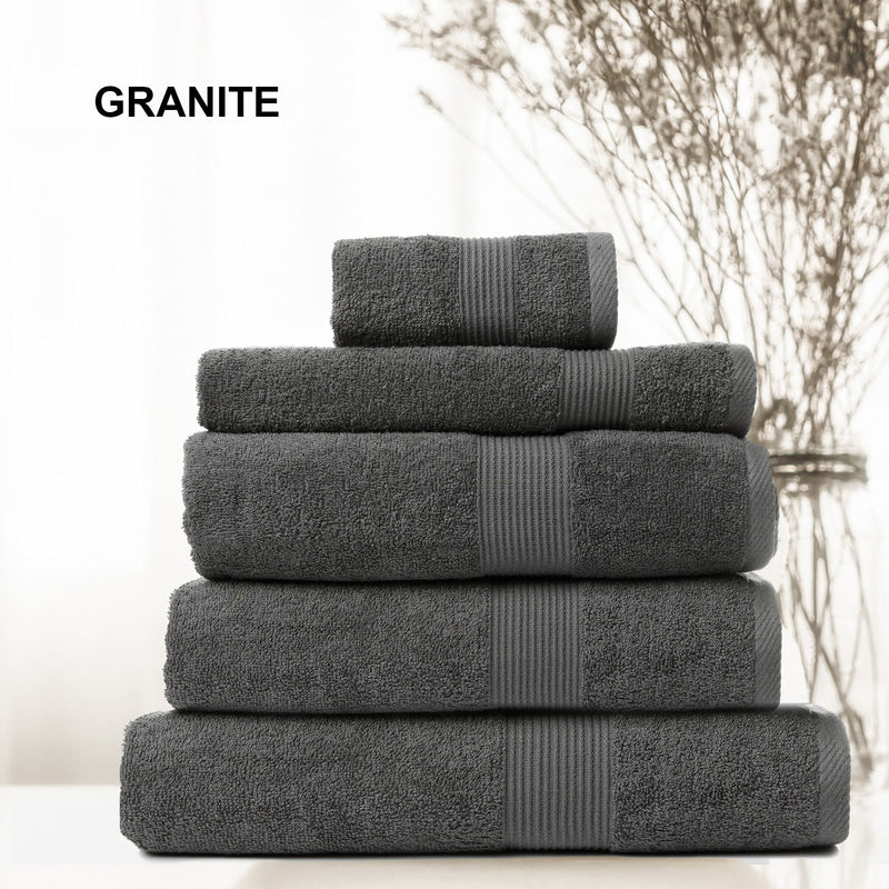 Royal Comfort 5 Piece Cotton Bamboo Towel Set 450GSM Luxurious Absorbent Plush