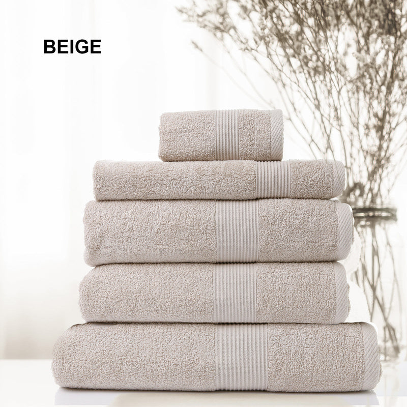 Royal Comfort 5 Piece Cotton Bamboo Towel Set 450GSM Luxurious Absorbent Plush