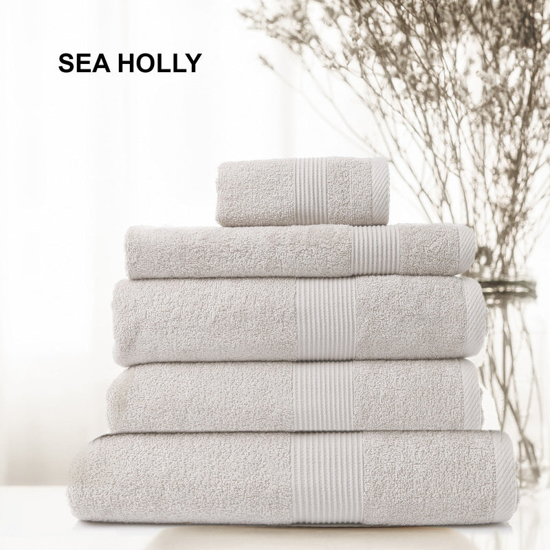 Royal Comfort 5 Piece Cotton Bamboo Towel Set 450GSM Luxurious Absorbent Plush