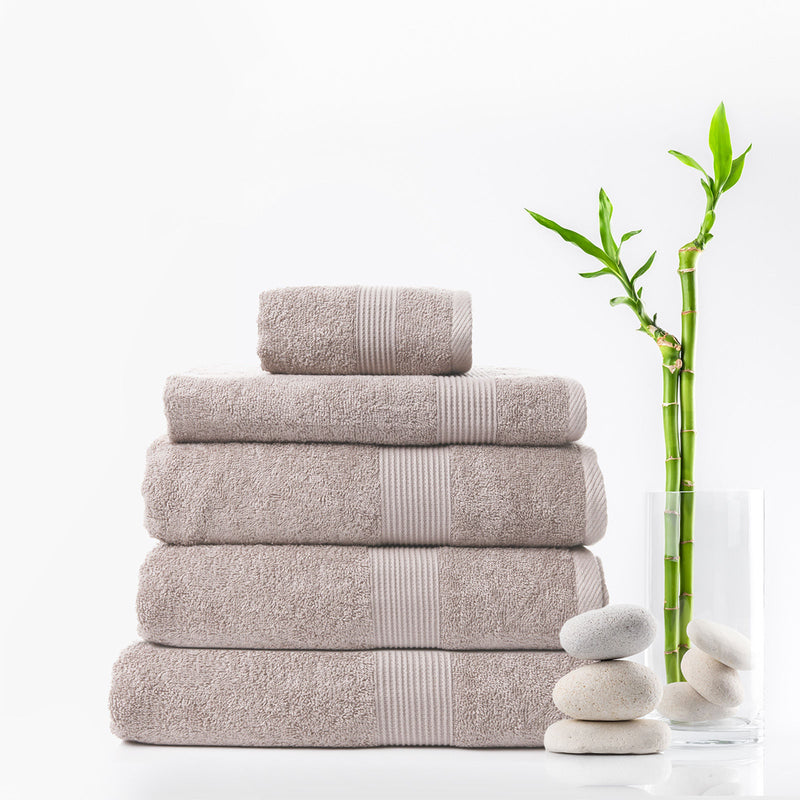 Royal Comfort 5 Piece Cotton Bamboo Towel Set 450GSM Luxurious Absorbent Plush