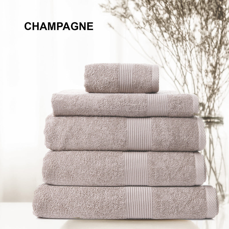 Royal Comfort 5 Piece Cotton Bamboo Towel Set 450GSM Luxurious Absorbent Plush