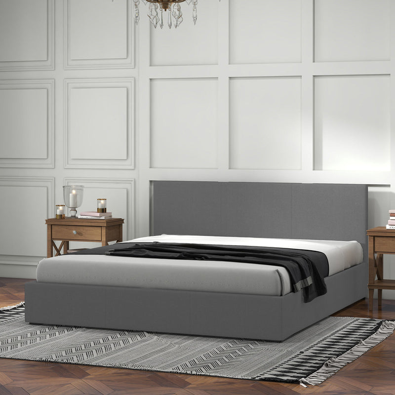 Milano Luxury Gas Lift Bed Frame Base And Headboard With Storage