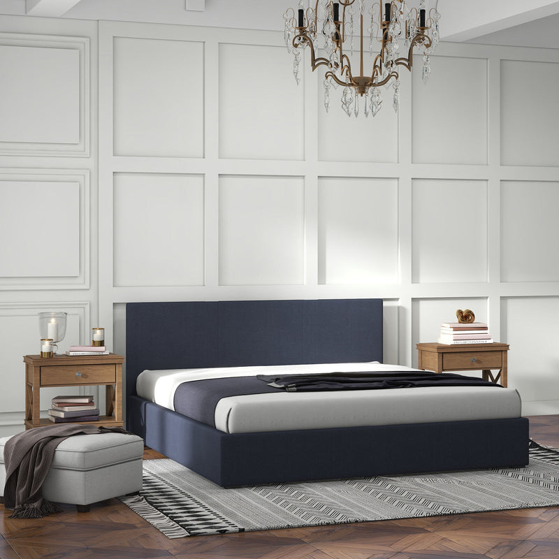 Milano Sienna Luxury Bed Frame Base And Headboard Solid Wood Padded Fabric