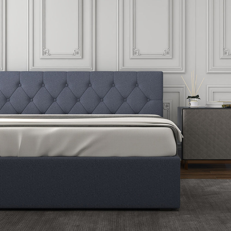 Milano Capri Luxury Gas Lift Bed Frame Base And Headboard With Storage