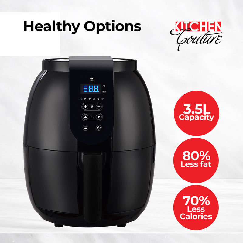 Kitchen Couture 3.5 Litre Digital Display Black Air Fryer Oil Free Cooking