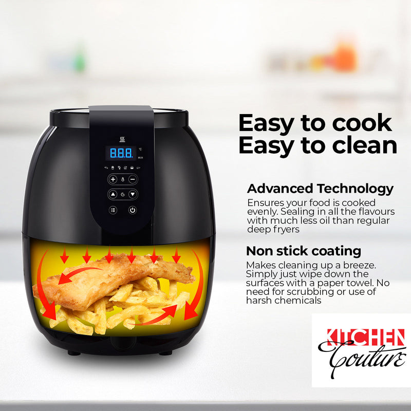 Kitchen Couture 3.5 Litre Digital Display Black Air Fryer Oil Free Cooking