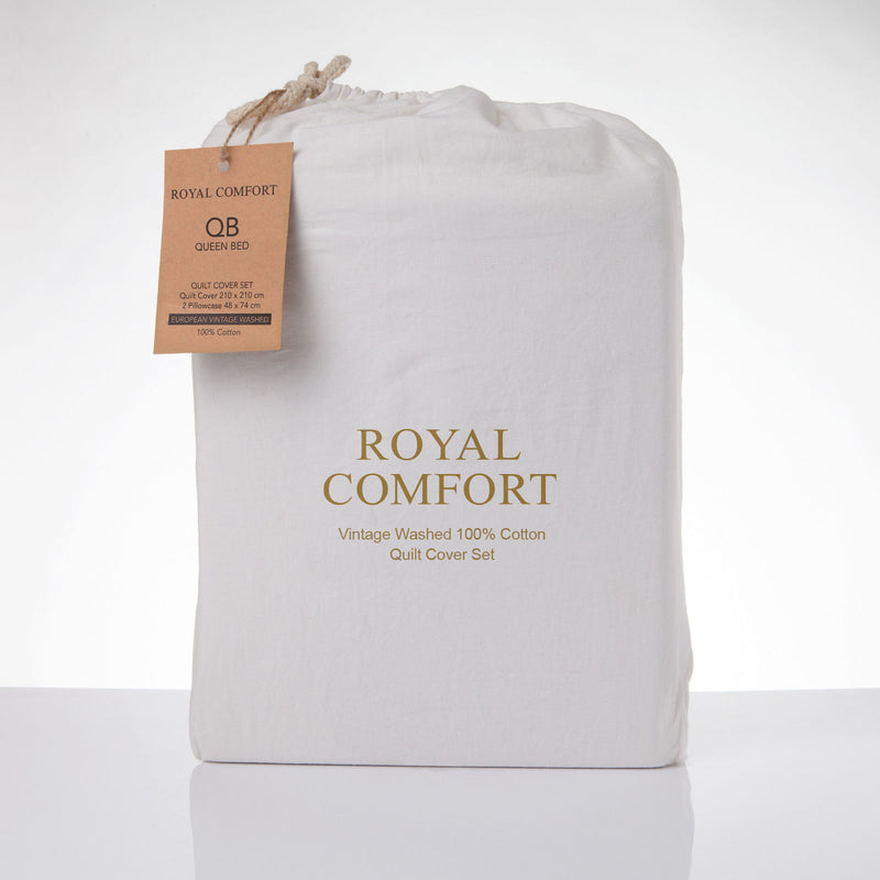 Royal Comfort Vintage Washed 100% Cotton Quilt Cover Set Bedding Ultra Soft