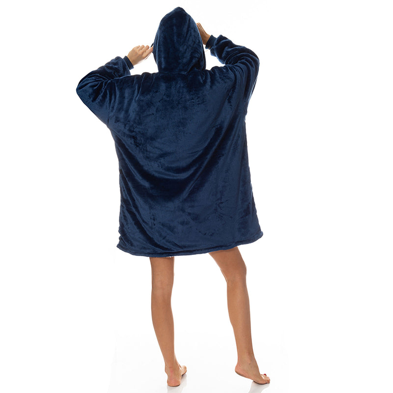 Royal Comfort Snug Hoodie Nightwear Super Soft Reversible Coral Fleece 750GSM