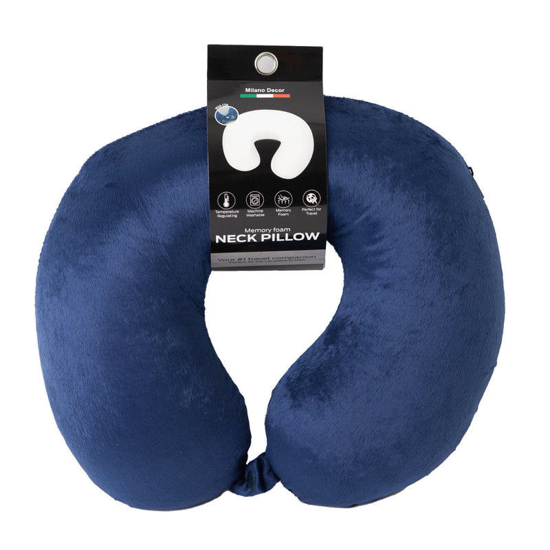 Milano Decor Memory Foam Travel Neck Pillow With Clip Cushion Support Soft