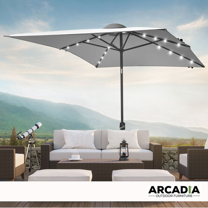 Arcadia Furniture Umbrella 3 Metre Umbrella with Solar LED Lights Garden Yard