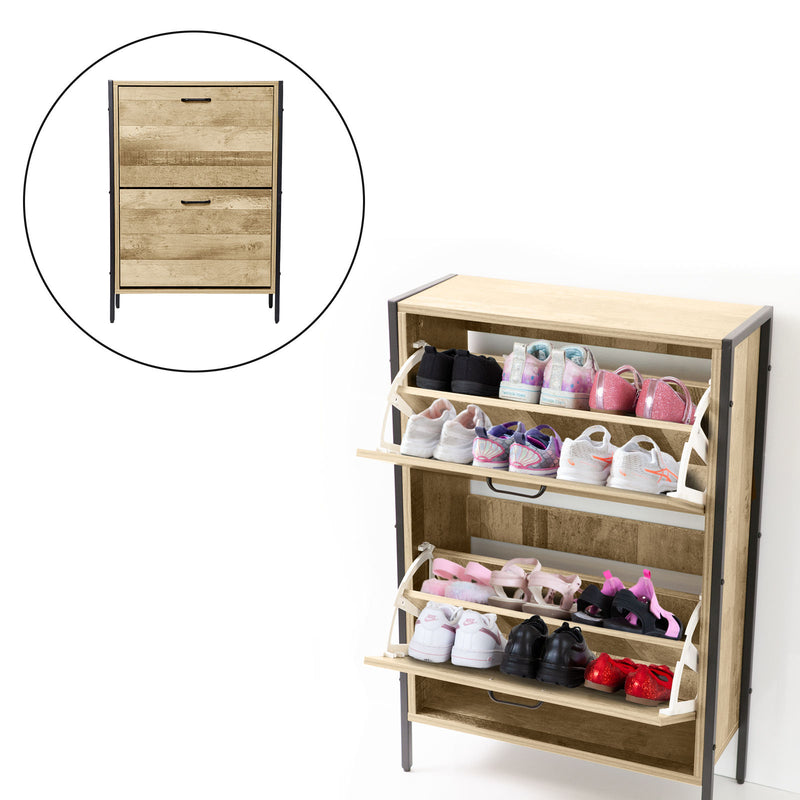 Milano Decor 12 Pair Wooden Shoe Cabinet Drawer Storage