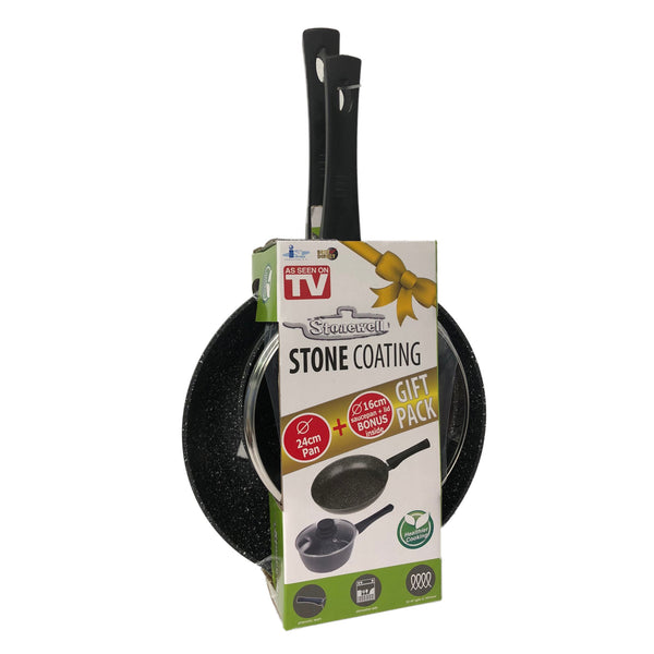 Stonewell 2 Piece 24cm Pan +  16cm Pot Set Kitchen Non Stick Cookware