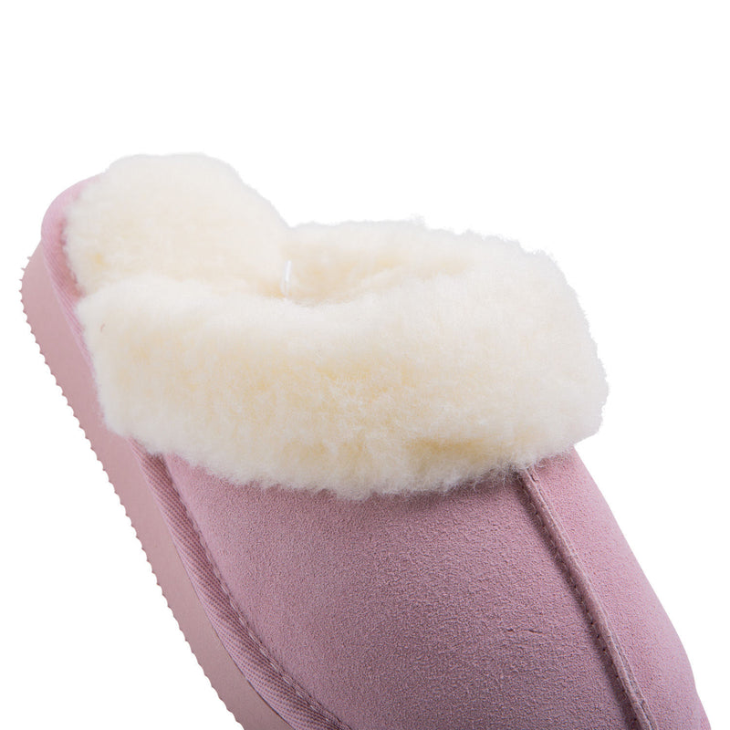 Royal Comfort Ugg Scuff Slippers Womens Leather Upper Wool Lining Breathable