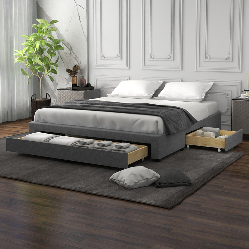 Milano Decor Palermo Bed Base with Drawers Upholstered Fabric Wood