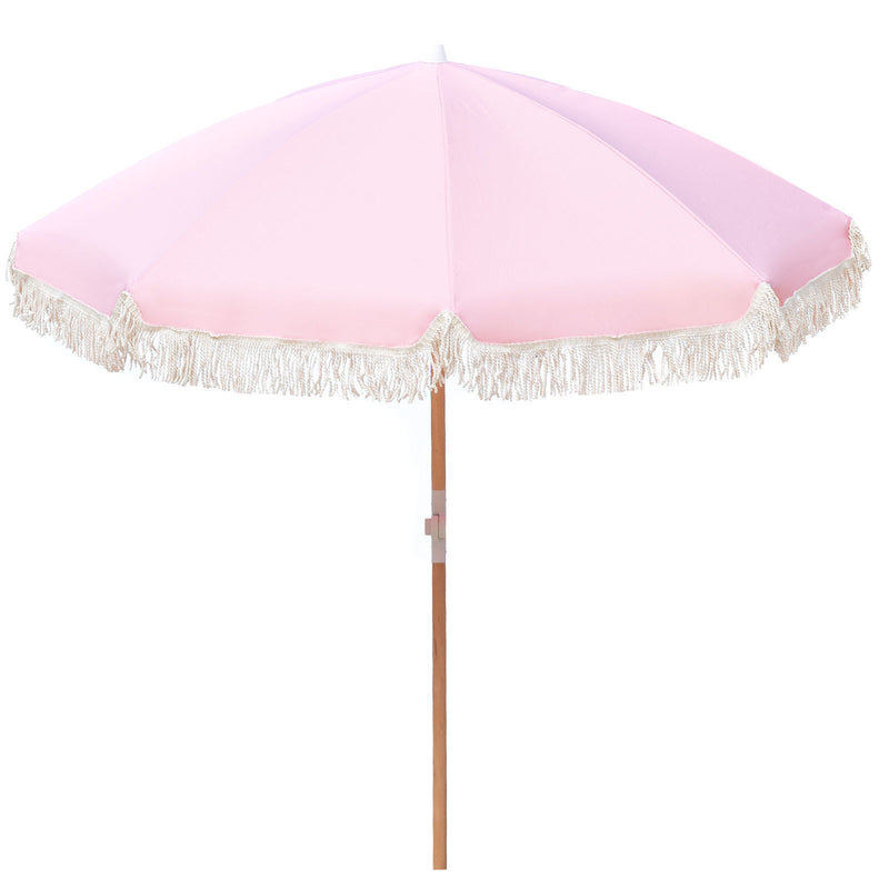 Havana Outdoors Beach Umbrella Portable 2 Metre Fringed Garden Sun Shade Shelter