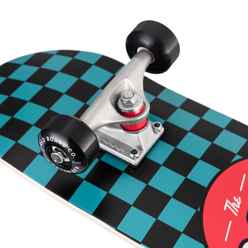 RAD Complete Dude Crew 7.25" x 30" Skateboard - Checkers Black / Teal