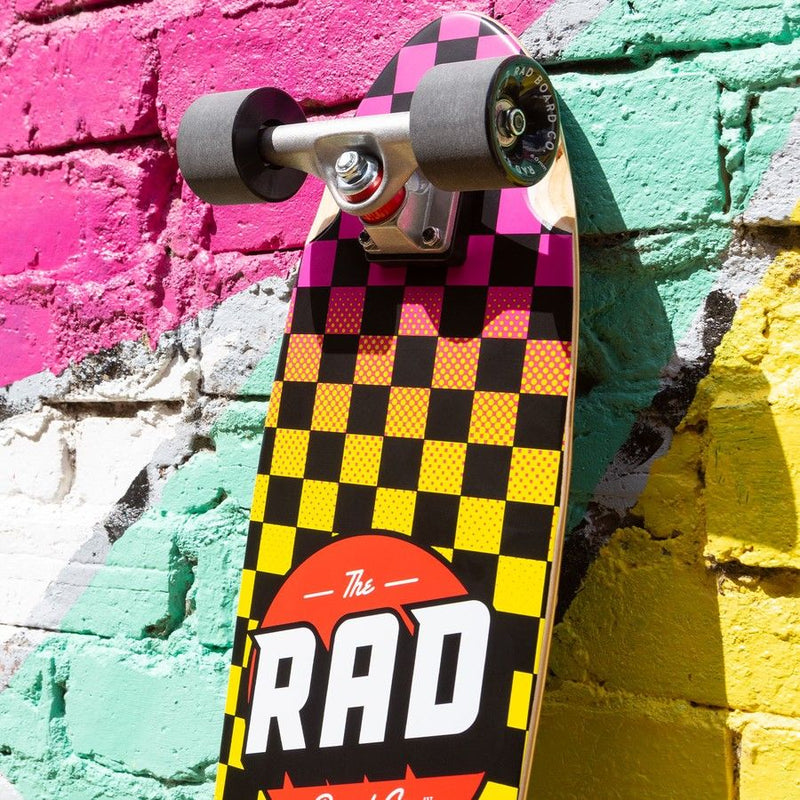 Rad Complete Dude Crew 6.75" x 30" Skateboard Checkers - Rasta Fade