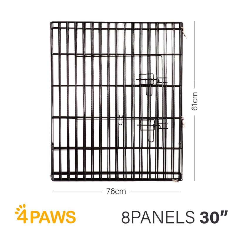 4Paws 8 Panel Playpen Puppy Exercise Fence Cage Enclosure Pets Black All Sizes