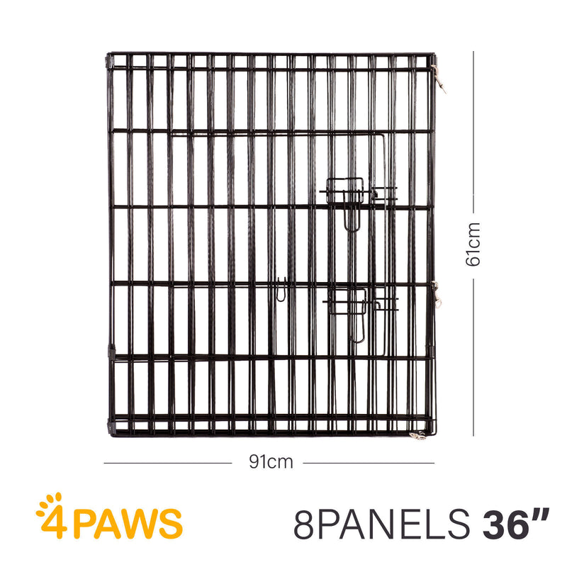 4Paws 8 Panel Playpen Puppy Exercise Fence Cage Enclosure Pets Black All Sizes