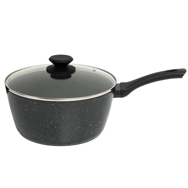 Stone Chef Forged Saucepan With Lid Cookware Kitchen Black 20cm