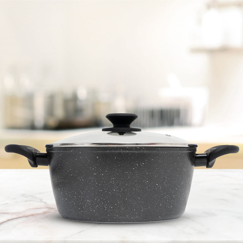 Stone Chef Forged Casserole With Lid Cookware Kitchen Black 24cm