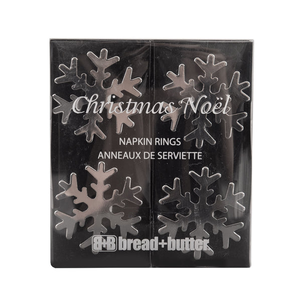 Bread and Butter Napkin Rings - Snow Flake - Silver - 4 Pack