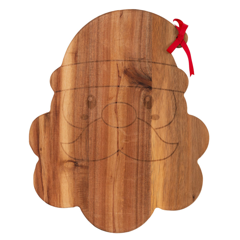 Bread and Butter Santa Face Cheese Board - Brown - 4 Piece Set