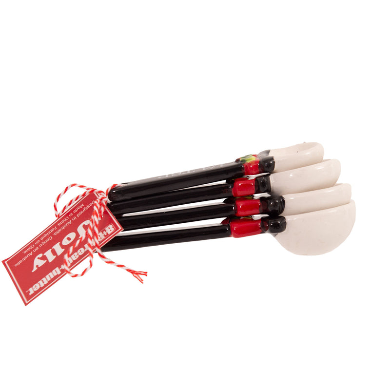 Bread and Butter Snowman Spoons - 4 Pack - Black / White