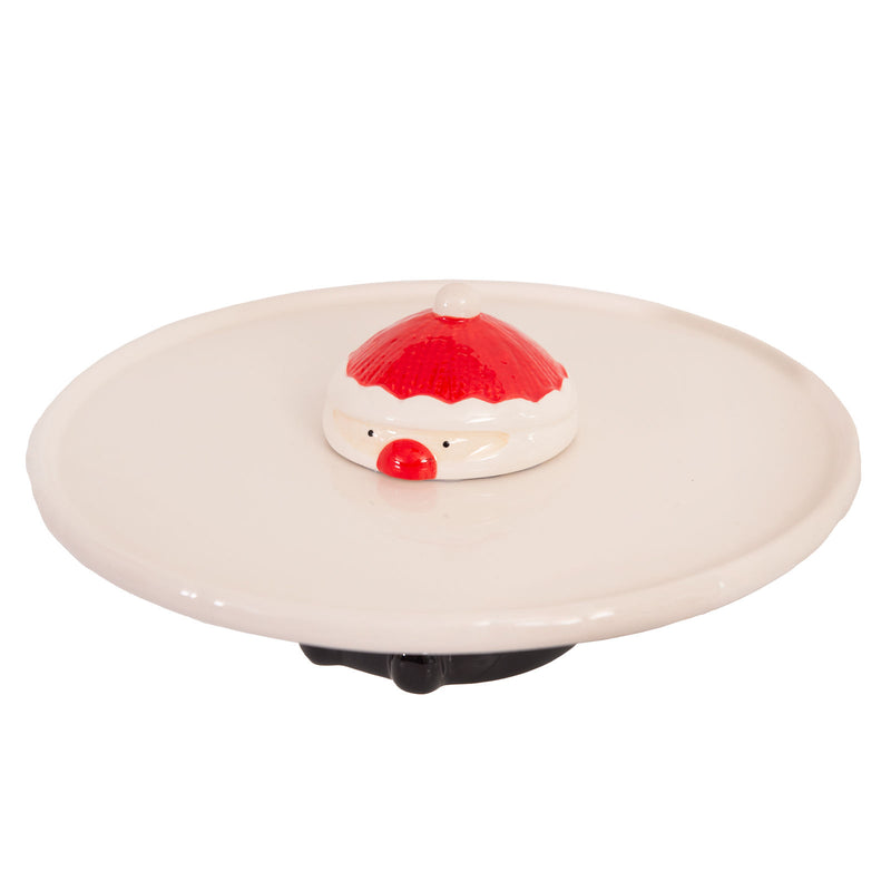 Bread and Butter Santa Footed Cake Plate - 29 x 12.5cm - White / Red