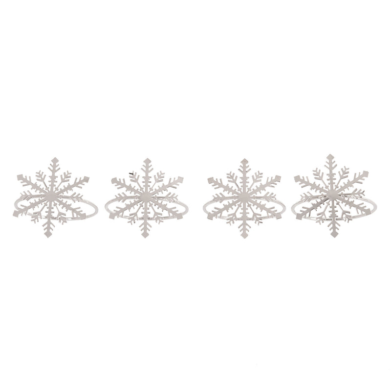 Bread and Butter Napkin Rings  - Snowflake - Silver - 4 Pack